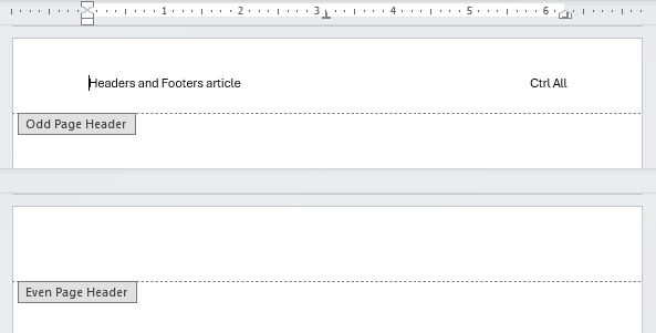 Different odd and even pages example in Word